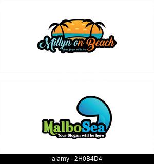 Moderno logo SEA Beach Travel Illustrazione Vettoriale