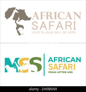 Set di animali zoo African safari logo design Illustrazione Vettoriale