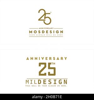Design moderno con logo per la celebrazione del 25° anniversario Illustrazione Vettoriale