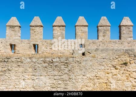 Muro difensivo e battaglia a Vejer la Frontera. Cadice, Andalusia, Spagna Foto Stock