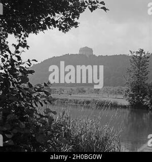 Blick auf die Befreiungshalle auf dem Michelsberg bei Kelheim, Deutschland 1930er Jahre. Vista Collina Michelsberg con liberazione hall vicino a Kelheim, Germania 1930s. Foto Stock