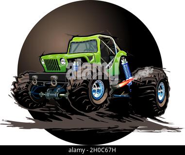 Fumetto Monster Truck. EPS-10 disponibile separato da gruppi e livelli con effetti di trasparenza per la riverniciatura con un clic Illustrazione Vettoriale