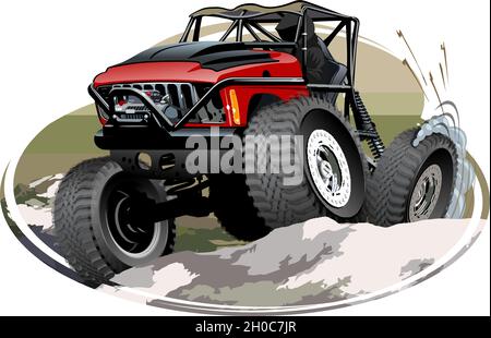 Fumetto Monster Truck. EPS-10 disponibile separato da gruppi e livelli con effetti di trasparenza per la riverniciatura con un clic Illustrazione Vettoriale