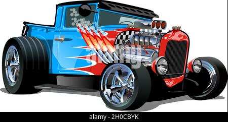 Cartone animato retro hot rod isolato su sfondo bianco. Formato vettoriale EPS-10 disponibile separato da gruppi e livelli per una facile modifica Illustrazione Vettoriale