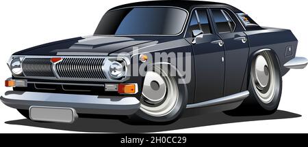 Cartoon auto retrò. Formato vettoriale eps-10 disponibile separato da gruppi e livelli con effetti di trasparenza per la riverniciatura con un clic Illustrazione Vettoriale