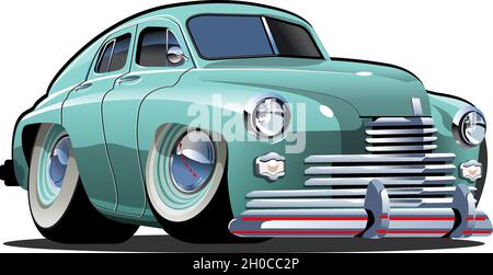 Cartoon auto retrò. Formato vettoriale eps-10 disponibile separato da gruppi e livelli con effetti di trasparenza per la riverniciatura con un clic Illustrazione Vettoriale
