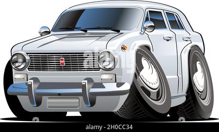 Cartoon auto retrò. Formato vettoriale eps-10 disponibile separato da gruppi e livelli con effetti di trasparenza per la riverniciatura con un clic Illustrazione Vettoriale