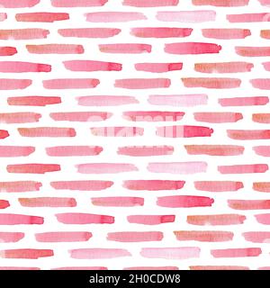 Acquerello righe rosa sfondo astratto. Clipart con motivo senza giunture dipinte a mano. Foto Stock
