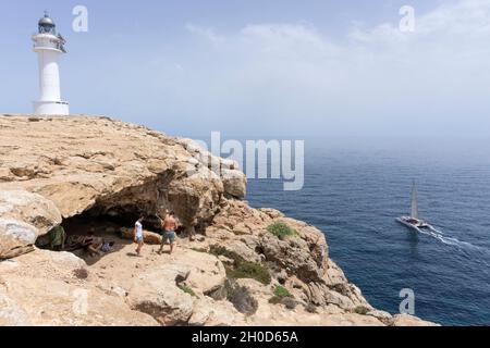 Isole Baleari, Faro di Cap de Barbaria, Formentera, Spagna, Europa Foto Stock