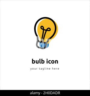 Illustrazione vettoriale. Lampadina come simbolo di energia e idea. Decorazione per biglietti d'auguri, patches, stampe per abiti, badge, poster, Illustrazione Vettoriale