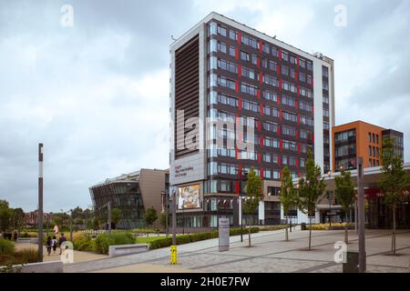 L'edificio Vijay Patel, l'Università De Montfort, Leicester. Foto Stock