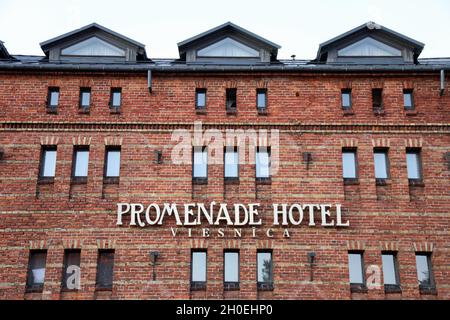 Promenade Hotel in un magazzino convertito dal vecchio canale commerciale a Liepaja in Lettonia Foto Stock