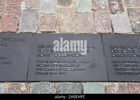 Memoria alle vittime dell'occupazione sovietica in Lettonia Foto Stock