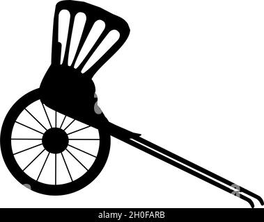 Risciò trainato a mano silhouette. Trasporto tradizionale Illustrazione Vettoriale