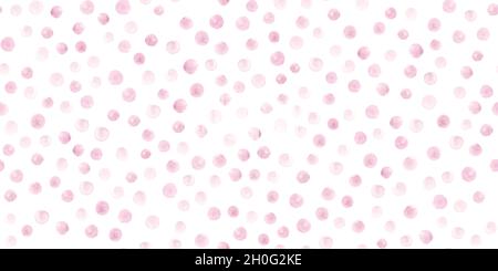 Cerchi in acquerello rosa senza cuciture. Mano geometrica punti di pittura carta da parati. Stampa vintage Polka. Carino acquerello rosa Foto Stock