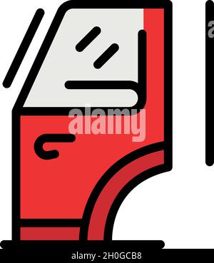 Icona carrello porta. Profilo porta veicolo icona vettore colore piatto isolato Illustrazione Vettoriale
