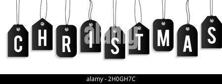 Banner tag di vendita di Natale. Set vettoriale di coupon tag prezzo bianco isolato realistico per Merry natale vendita per decorazione e copertura sul bianco Illustrazione Vettoriale
