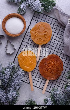 Biscotti di caramelle di zucchero di dalgona coreana Foto Stock