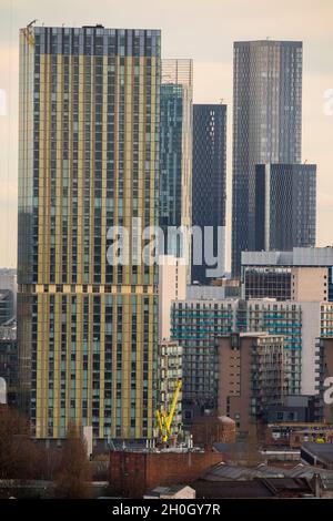 Vista generale di Manchester, Regno Unito. Data foto: Venerdì 20 marzo 2020. Foto: Anthony Devlin Foto Stock