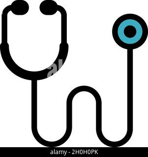 Icona stetoscopio medico. Profilo medico stetoscopio vettore icona colore piatto isolato Illustrazione Vettoriale
