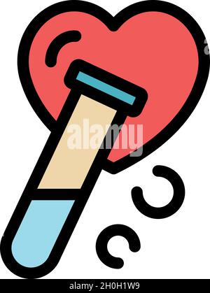Icona della provetta per il test degli ormoni. Contorno ormoni provetta vettore icona colore piatto isolato Illustrazione Vettoriale
