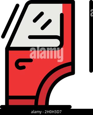 Icona carrello porta. Profilo porta veicolo icona vettore colore piatto isolato Illustrazione Vettoriale