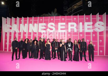 Cannes, Francia. 13 ottobre 2021, i membri Cast di i-Art e Joy Esther partecipano alla quarta edizione del Festival Internazionale della Serie di Cannes (Canneseries) a Cannes, il 13 ottobre 2021, Francia. Foto di David Niviere/ABACAPRESS.COM Foto Stock