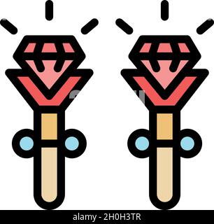 Icona Orecchini. Contorno Orecchini vettore icona colore piatto isolato Illustrazione Vettoriale