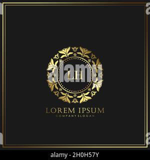 LH Initial Letter Luxury Logo template in Vector per ristoranti, Royalty, Boutique, Cafe, Hotel, Heraldic, Gioielli, Moda e altri illustrat vettoriali Illustrazione Vettoriale