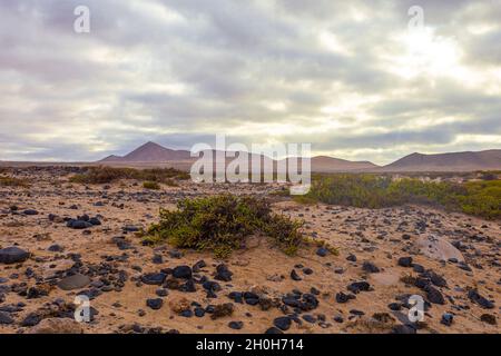 Camino Playa de San Juan. Famara. Lanzarote Foto Stock