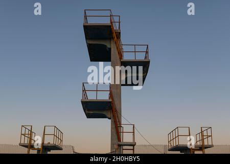 L'ex piscina dove i talebani stavano impiccando i loro prigionieri, Kabul, Afghanistan Foto Stock