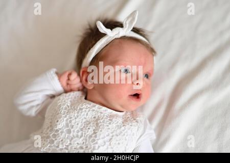 Infante, ragazza, 4 settimane, Stoccarda, Baden-Wuerttemberg, Germania Foto Stock
