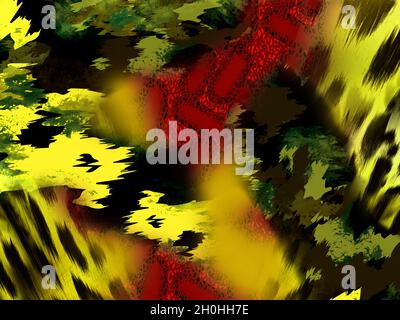Stampa, tessuto tessile stampa modello, cuscini design, abito modello, leopardo, camouflage, Zebra, disegni barocchi e combinazioni. Foto Stock