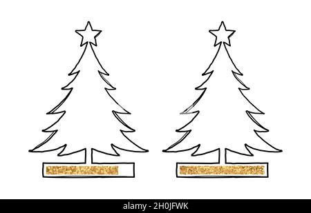 Linea alberi di Natale con barra d'oro di caricamento Illustrazione Vettoriale