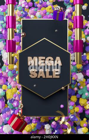 Mega sale 3D Text Celebration tema Illustrazione Arte Foto Stock