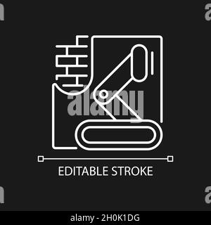 Robotica in calcestruzzo lavora un'icona lineare bianca per il tema scuro Illustrazione Vettoriale