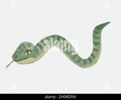 una carina illustrazione di serpente verde Foto Stock