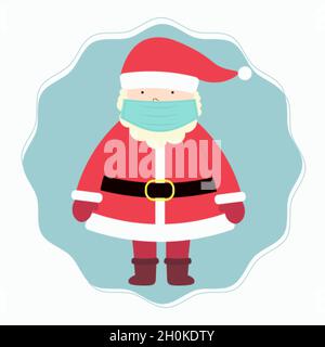 Carino cartoon Babbo Natale in una maschera Illustrazione Vettoriale