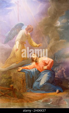 ROMA, ITALIA - 28 AGOSTO 2021: L'affresco di Gesù nel giardino del Getsemani nella chiesa di San Girolamo dei Croati di Pietro Gagliardi (1847-1852). Foto Stock