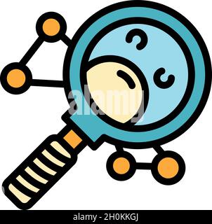 Icona lente di ingrandimento chimica. Profilo chimico ingrandimento vetro vettore icona colore piatto isolato Illustrazione Vettoriale