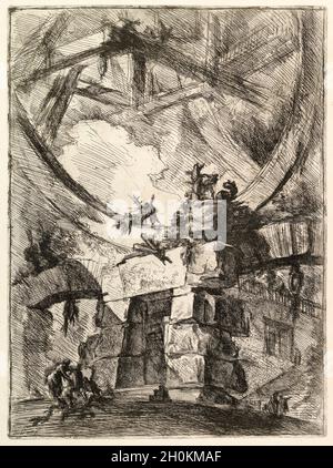 Giovanni Battista Piranesi, la ruota gigante di Carceri d'invenzione, incisione, 1749-1750 Foto Stock