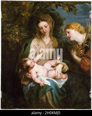 Vergine col Bambino con Santa Caterina d'Alessandria, dipinto di Anthony van Dyck, circa 1630 Foto Stock