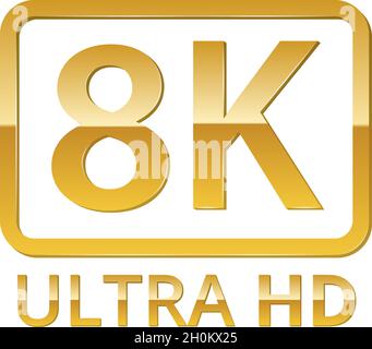 8K simbolo UHD della metaa video ad altissima definizione Illustrazione Vettoriale