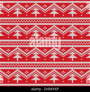 Modello felpa di Natale. Sfondo natalizio lavorato a maglia senza cuciture. Illustrazione vettoriale del maglione Scandinavo. Illustrazione Vettoriale