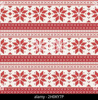 Modello felpa di Natale. Sfondo natalizio lavorato a maglia senza cuciture. Illustrazione vettoriale del maglione Scandinavo. Illustrazione Vettoriale