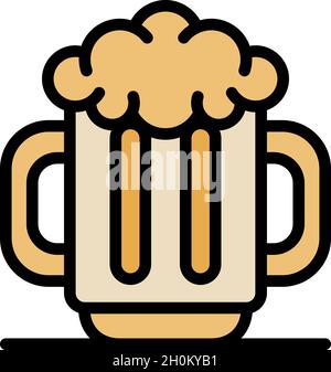 Uomo birra tazza icona. Contorno uomini birra tazza vettore icona colore piatto isolato Illustrazione Vettoriale