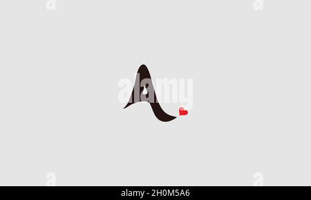 Lettera A con logo minimal a cuore Illustrazione Vettoriale