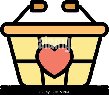 Icona del carrello della farmacia. Contorno del cestino della farmacia icona vettore colore piatto isolato Illustrazione Vettoriale