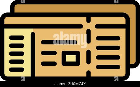 Icona due biglietti. Delineare due biglietti icona vettore colore piatto isolato Illustrazione Vettoriale