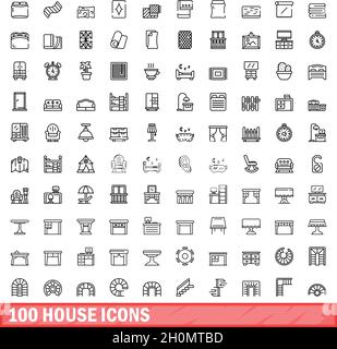 100 icone della casa impostate. Illustrazione di 100 icone di casa vettore set isolato su sfondo bianco Illustrazione Vettoriale